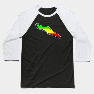 Texada Island Silhouette in Colourful Rasta Flag Pattern - Rastafarian Colours - Texada Island Baseball T-Shirt